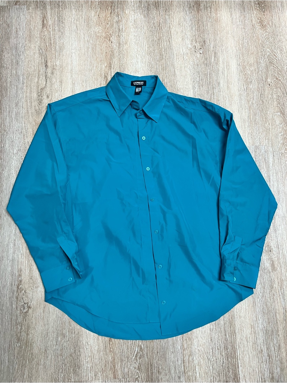 Express Men’s Teal Blue Button-Up Dress Shirt